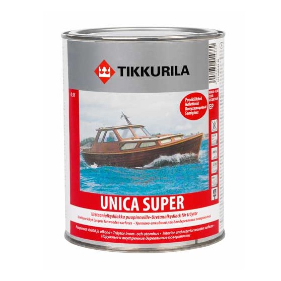 Tikkurila Unica Super Износостойкий уретано-алкидный лак быстрого высыхания полуглянцевый