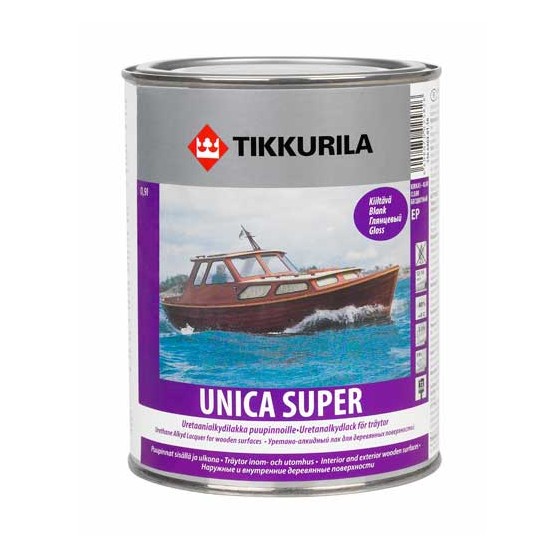 Tikkurila Unica Super Износостойкий уретано-алкидный лак быстрого высыхания глянцевый